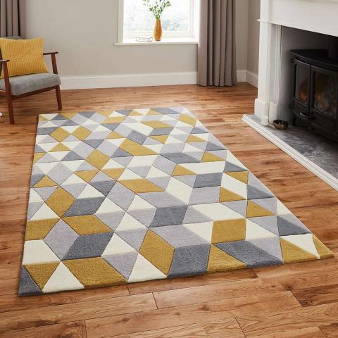 Hong Kong Rug 3653 Grey Yellow  size