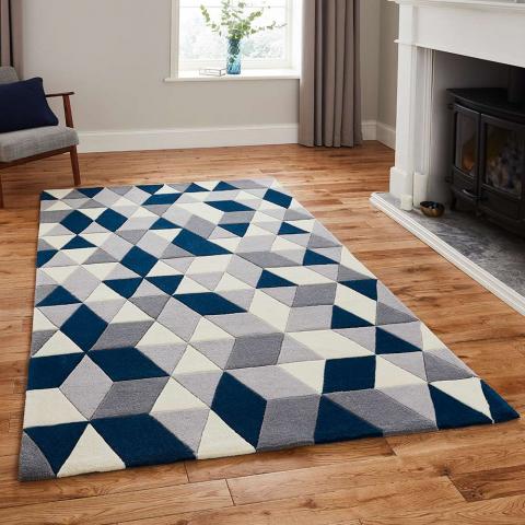 Hong Kong Rug 3653 Grey Navy  size