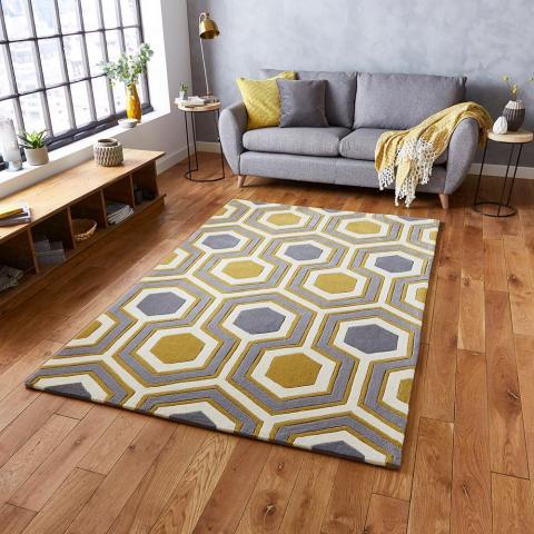 Hong Kong Rugs HK3661 in Grey Yellow