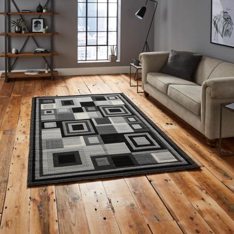 Hudson Rugs 3222 in Black and Grey