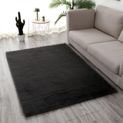 Icelandic Faux Fur Rug - Black