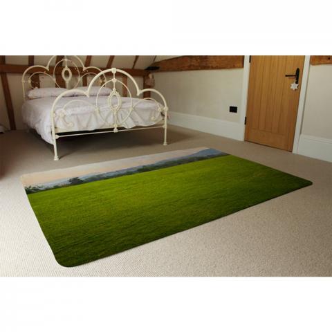 Image Of Lush Grass Field Designer Rug - Green / 230cm