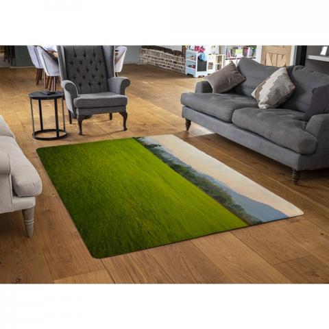 Image Of Lush Grass Field Designer Rug - Green / 110cm