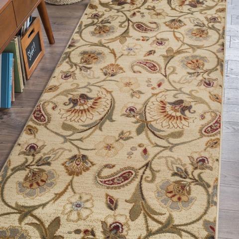 Impression Area Rug Transitional Soft Bordered Modern Design Carpet - Beige