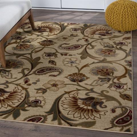 Impression Area Rug Transitional Soft Bordered Carpet - 160x220cm - Beige