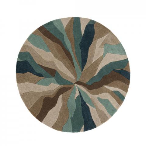 Infinite Splinter Teal Blue Round Circle Colourful Rugs