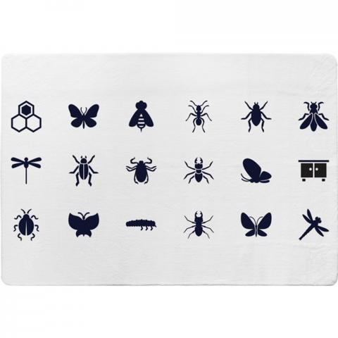 Insect Icons Designer Rug - White / 150cm