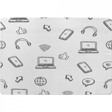 Internet Related Doodle Pattern Designer Rug - White / 150cm