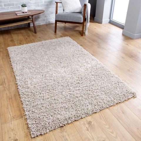 Isla Plain Shaggy Rug in Light Beige 