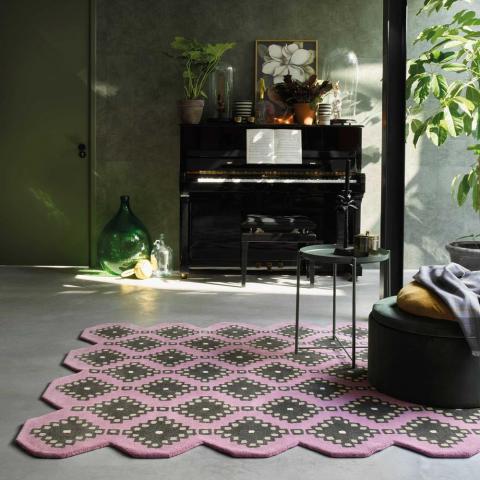 Iviv Geometric Wool Rugs 160702 by Ted Baker in Pink