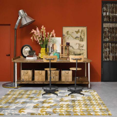 Ivory Atlas Recycled Cotton Rugs 160205 by Ted Baker in Ochre Yellow