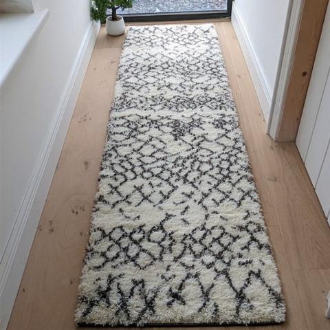 Ivory Scandi Shaggy Living Room Rugs - Ivory / 240cm