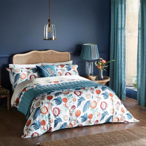 Jackfruit Designer Bedding and Pillowcase By Sanderson in Indigo