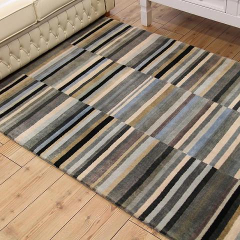 Jacob Stripe Rug Black Silver 