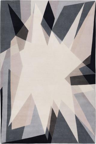 Jaime Gili Alma Abstract 1.83x1.22m/6'x4' Black/Grey/White Modern Wool Abstract rug by The Rug Company, Handknotted Tibetan wool