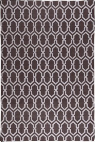 Jali Grey Ex-Display Rug, 2.74m x 1.83m, Flatweave Cotton Abstract Rug by The Rug Company