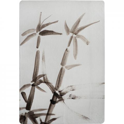 Japanese Painting Of Bamboo Designer Rug - White / 200cm