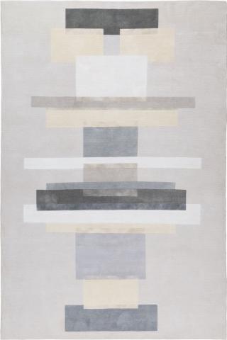 Jonathan Saunders Clark 3.05x2.13m/10'x7' Grey Neutral Wool & Silk Neutral rug by The Rug Company, Handknotted Tibetan wool and silk