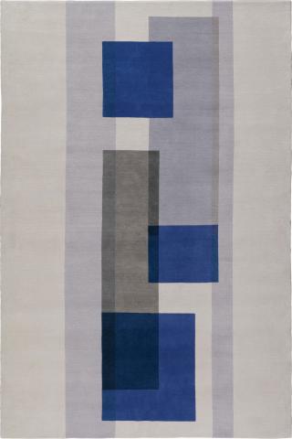 Jonathan Saunders Witton 3.66x2.74m/12'x9' Blue Geometric Wool Geometric rug by The Rug Company, Handknotted Tibetan wool