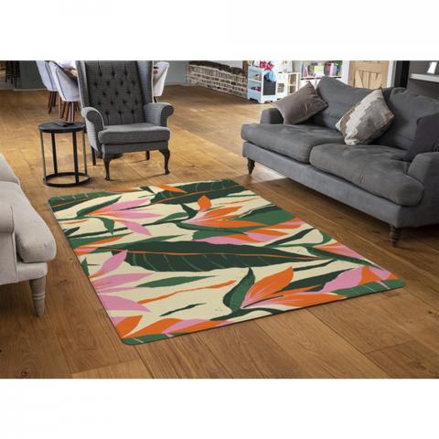 Jungle Plants Designer Rug - Green / 110cm