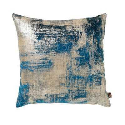 Juno Abstract Metallic Cushion in Teal Blue