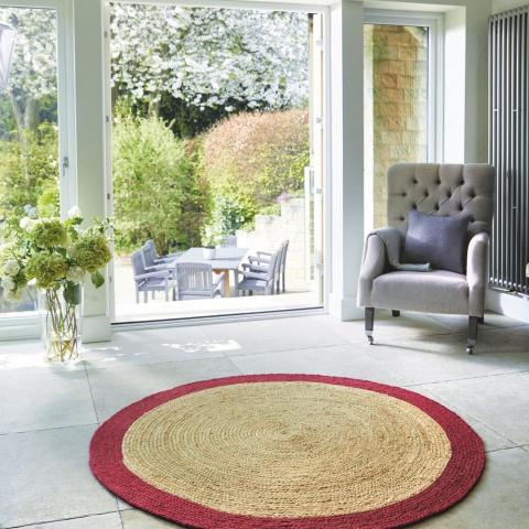 Jute Bordered Circle in Raspberry Pink