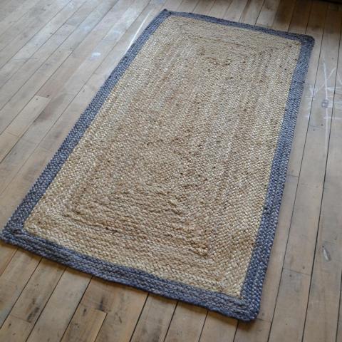 Jute Bordered Rugs in Grey