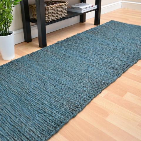 Jute Soumak Hallway Runners in Teal