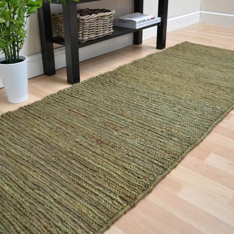 Jute Soumak Hallway Runners in Green