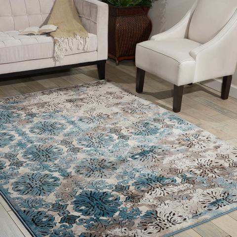 Karma Rugs KRM05 in Ivory and Blue