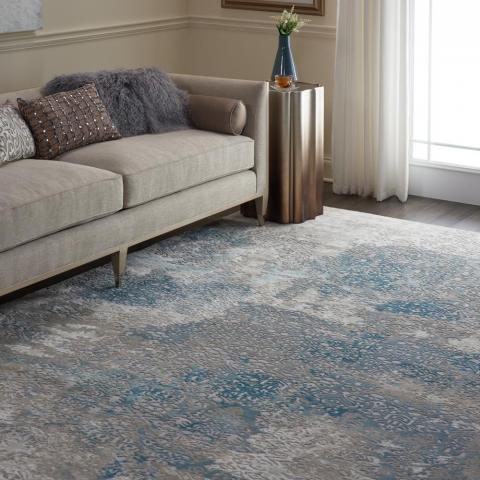 Karma Rugs KRM07 in Ivory and Light Blue