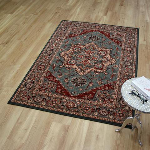 Kashqai Wool Rug 4354 Green Rust 