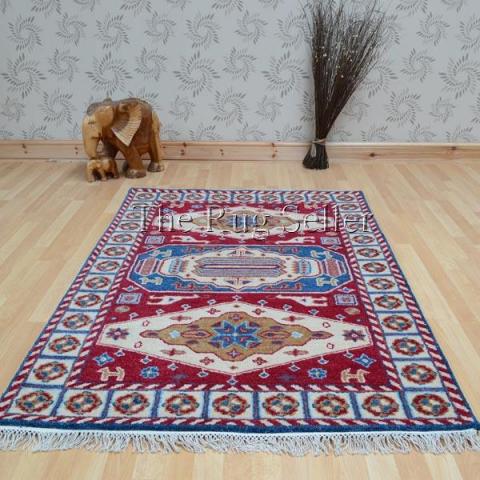 Kazak Rugs - Kabir Diamond Red Blue