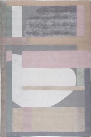 Kelly Behun Domus Blush 1.83x1.22m/6'x4' Pink/Grey Modern Wool & Silk rug by The Rug Company, Handknotted Tibetan Wool & Silk