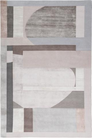 Kelly Behun Domus Grey 1.83x1.22m/6'x4' Grey Modern Wool & Silk rug by The Rug Company, Handknotted Tibetan Wool & Silk