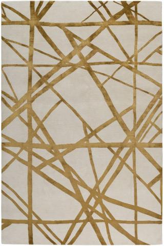 Kelly Wearstler Channels Copper 1.83x1.22m/6'x4' Beige/Copper/Bronze Abstract Wool & Silk Abstract rug by The Rug Company, Handknotted Tibetan wool and silk