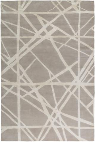 Kelly Wearstler Channels Ivory 1.83x1.22m/6'x4' Ivory/Cream Abstract Wool & Silk Abstract rug by The Rug Company, Handknotted Tibetan Wool & Silk