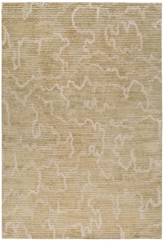 Kelly Wearstler Staccato 1.83x1.22m/6'x4' Gold Abstract Wool & Silk Abstract rug by The Rug Company, Handknotted Tibetan wool and silk