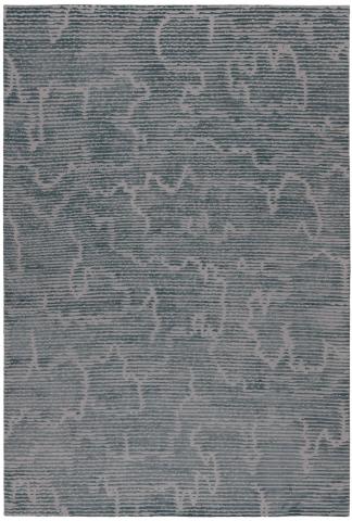 Kelly Wearstler Staccato Steel 1.83x1.22m/6'x4' Grey Abstract Wool & Silk Abstract rug by The Rug Company, Handknotted Tibetan wool and silk