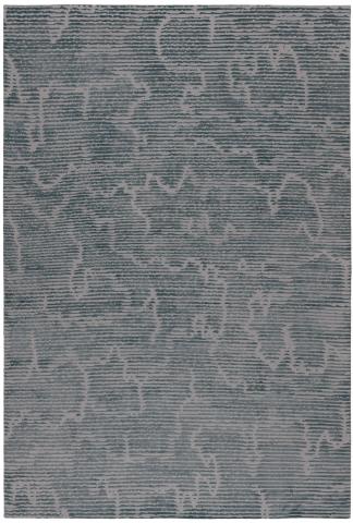 Kelly Wearstler Staccato Steel 3.05x2.13m/10'x7' Grey Abstract Wool & Silk Abstract rug by The Rug Company, Handknotted Tibetan wool and silk