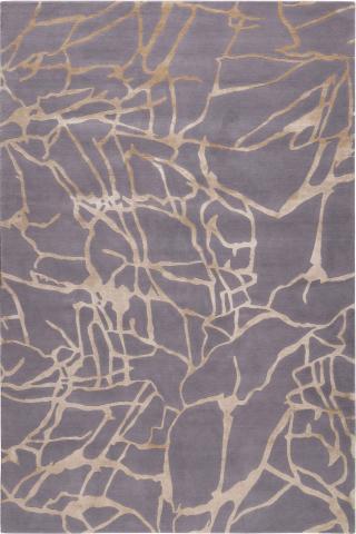 Kelly Wearstler Tracery Dove 1.83x1.22m/6'x4' Blue Abstract Wool & Silk rug by The Rug Company, Handknotted Tibetan Wool & Silk