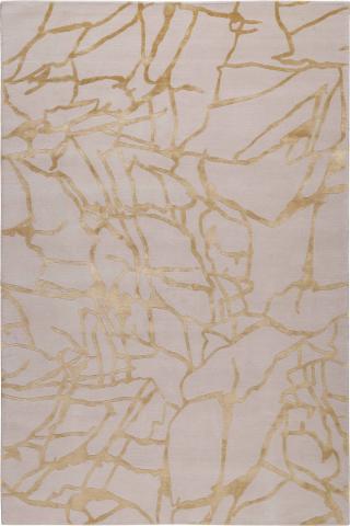 Kelly Wearstler Tracery Gold 1.83x1.22m/6'x4' Gold Abstract Wool & Silk rug by The Rug Company, Handknotted Tibetan Wool & Silk