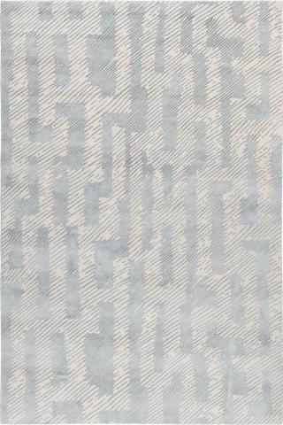 Kelly Wearstler Verge Ice 2.74x1.83m/9'x6' Blue Abstract Wool & Silk Abstract rug by The Rug Company, Handknotted Tibetan Wool & Silk