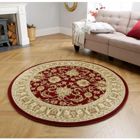 Kendra Traditional Round Circle Rug 45 M in Red