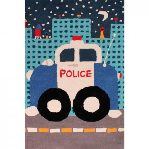 Kids Police Car Rugs in Blue