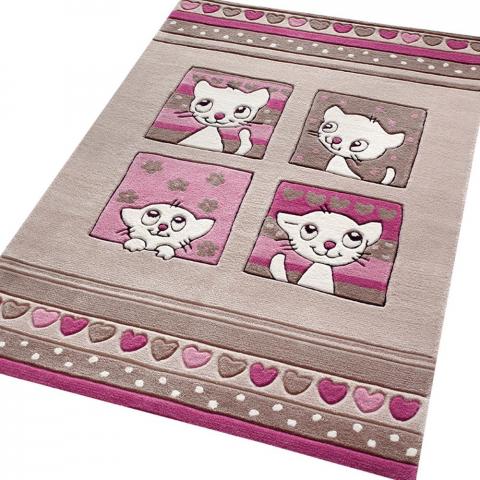 Kitty Kat Rugs 3988 01 in Grey and Pink