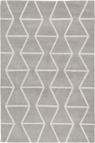 Kuba 1.83x1.22m/6'x4' Grey Geometric Wool Geometric rug by The Rug Company, Handknotted Tibetan wool