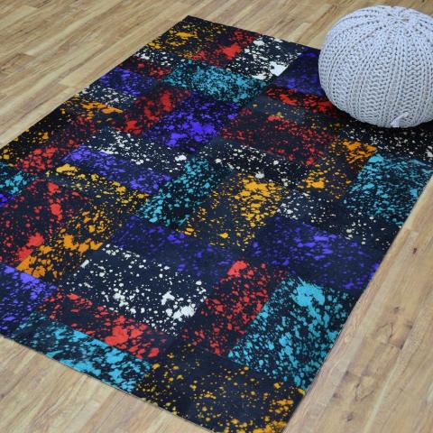 Leather Patchwork Rug in Multi Colours