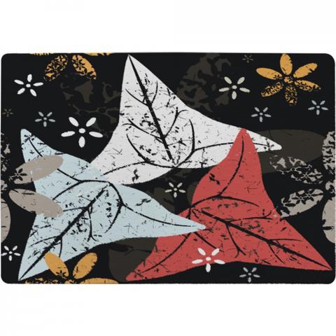 Leaves And Flowers. Autumn Pattern Designer Rug - Black / 200cm