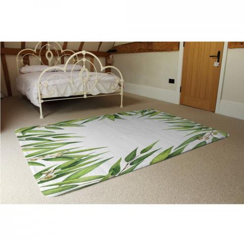 Leaves Border Designer Rug - Green / 230cm